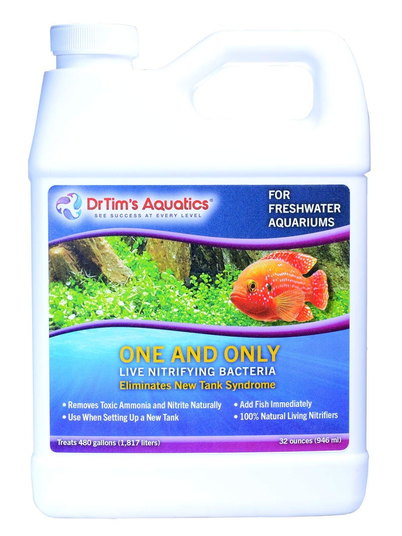 DrTim's Aquatics Dr.Timâ€™s Aquatics Freshwater One & Only Nitrifying Bacteria â€“ For New Fish Tanks, Aquariums, Water Filtering, Disease Treatment â€“ Eco-Friendly Fish Tank Cleaner â€“ Removes Toxins â€“ Treats 480 Gallons - Image 1